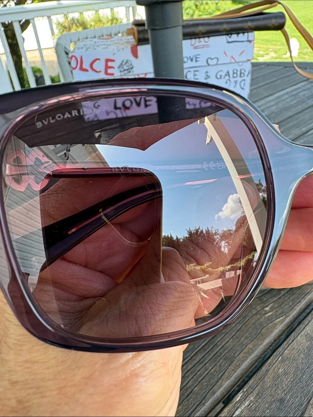 Bulgari Oversized Purple-Brown Gradient Women's Sunglasses